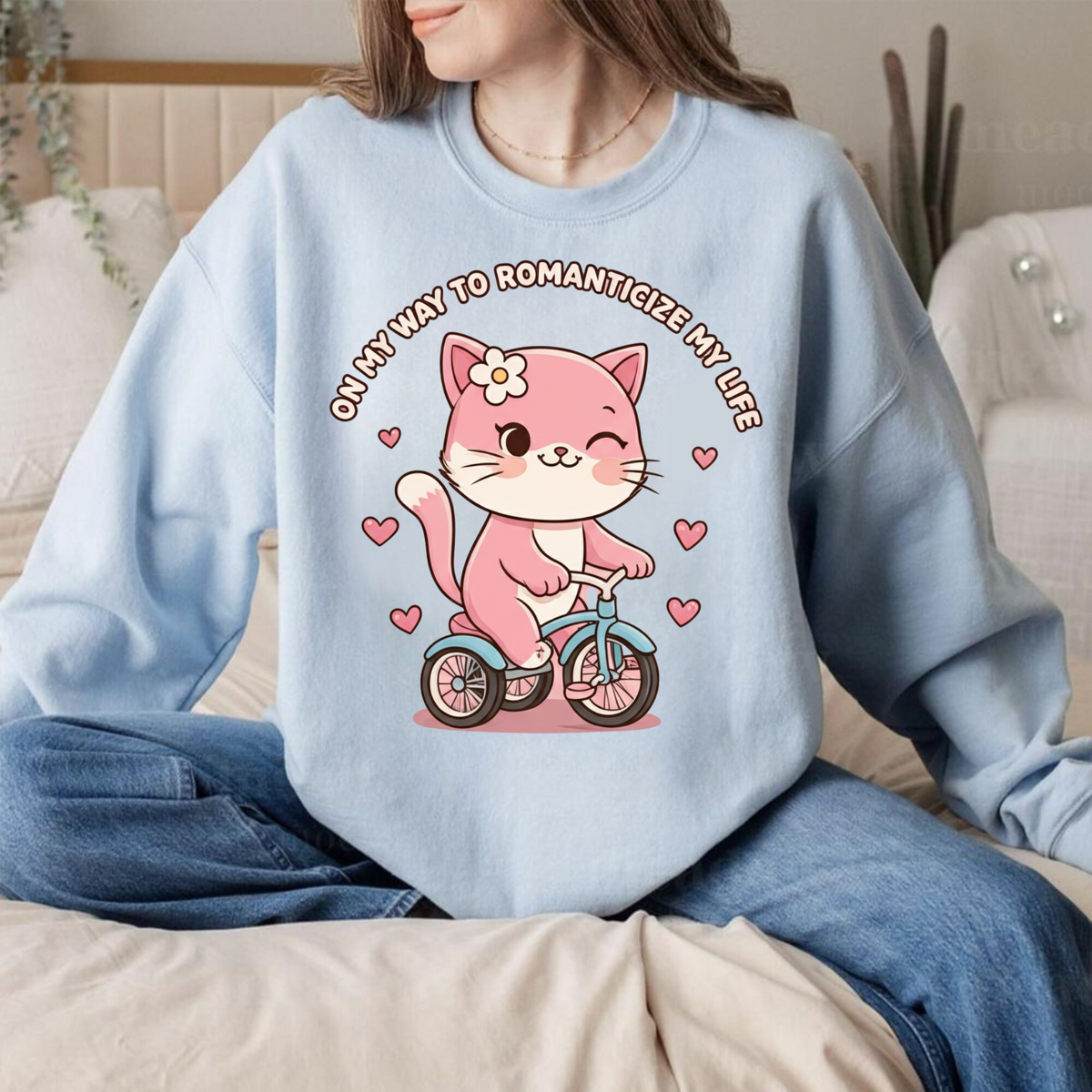 Romantic Cat on Tricycle Sweat Shirt