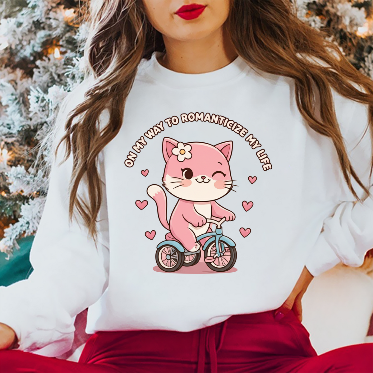 Romantic Cat on Tricycle Sweat Shirt