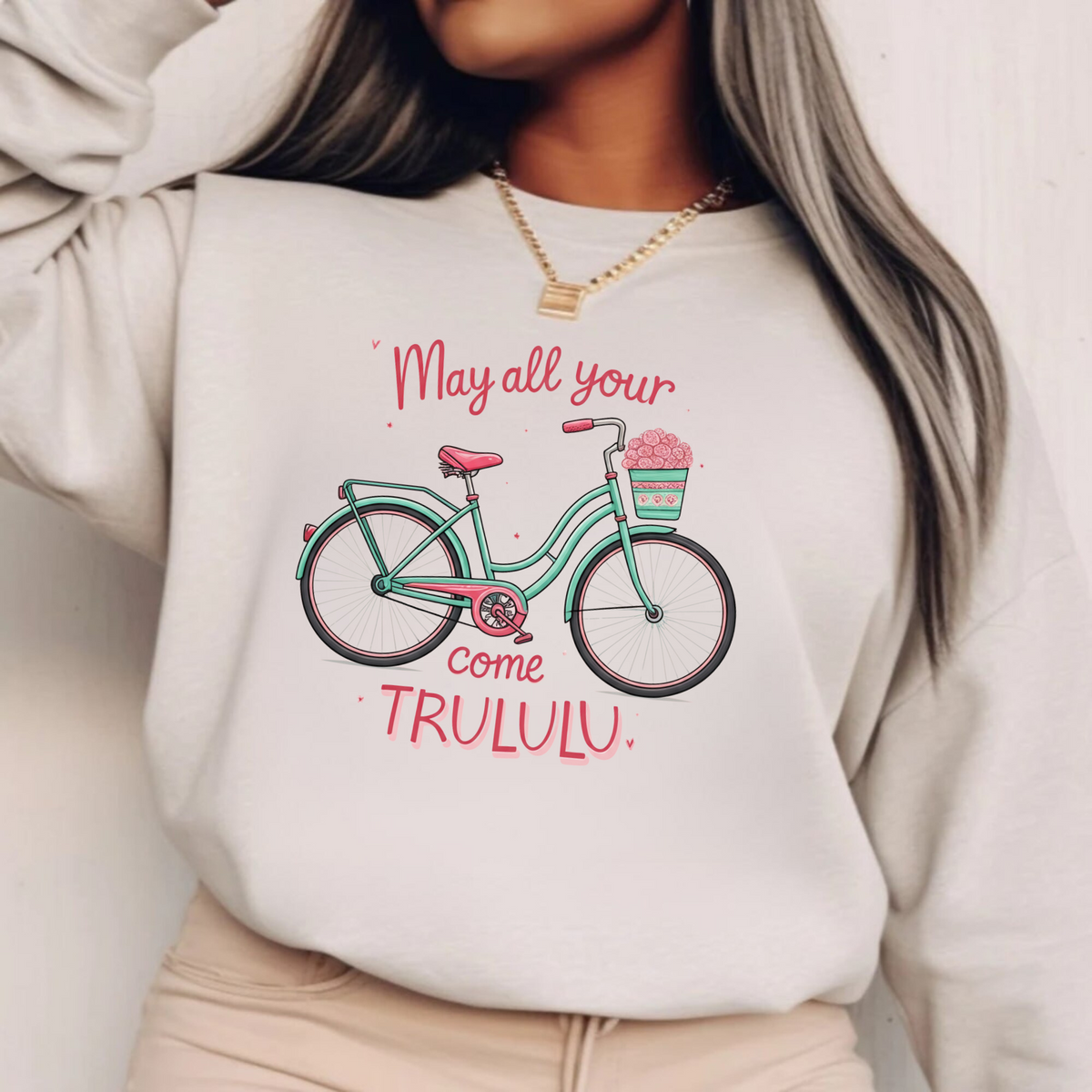 Pastel Bicycle Graphic Sweat Shirt