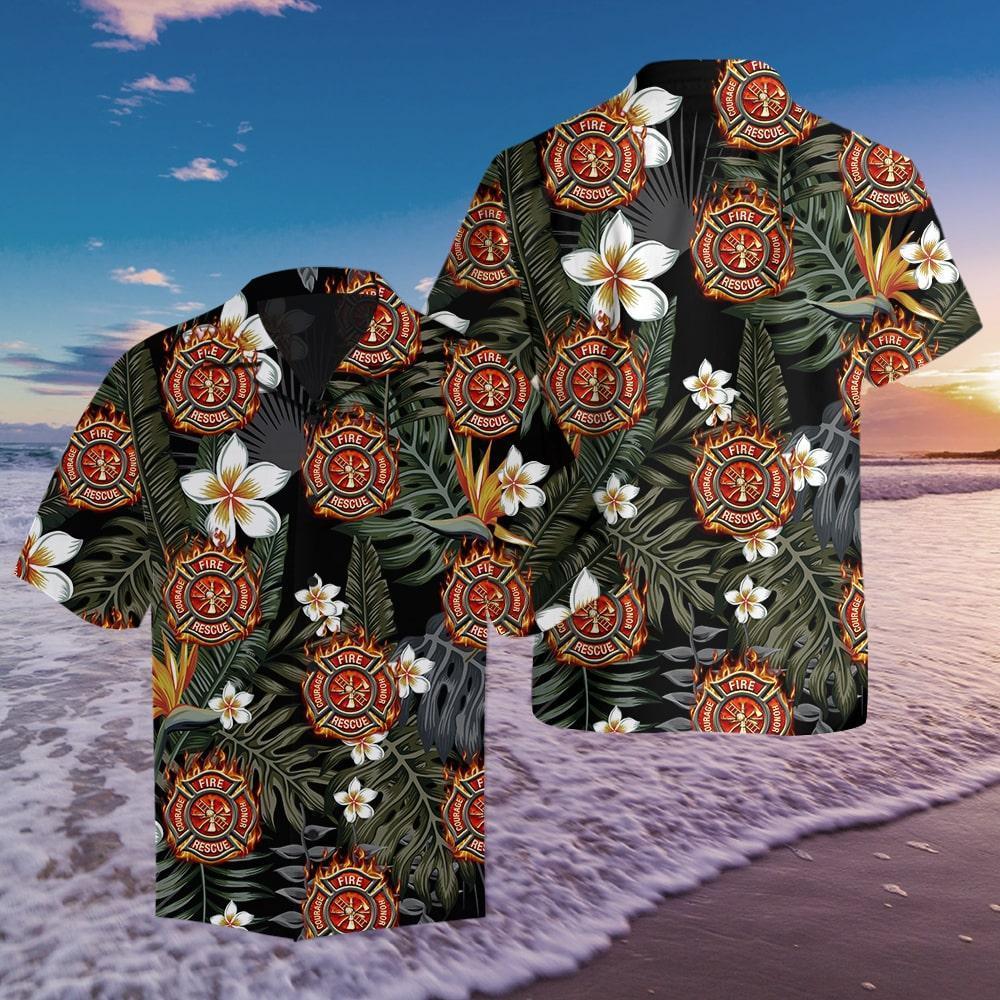 Floral Firefighter Shirt For Men TQH200809