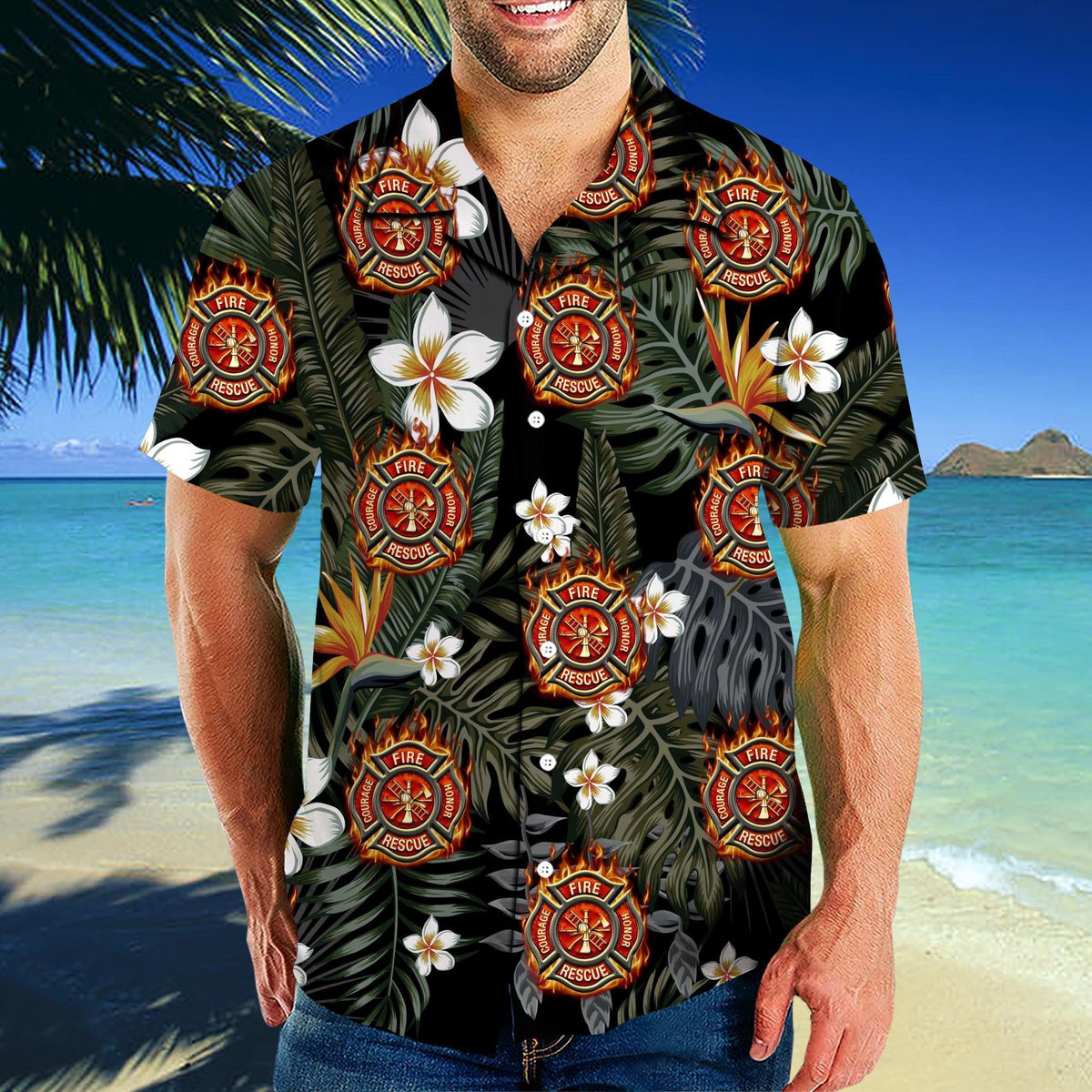 Floral Firefighter Shirt For Men TQH200809