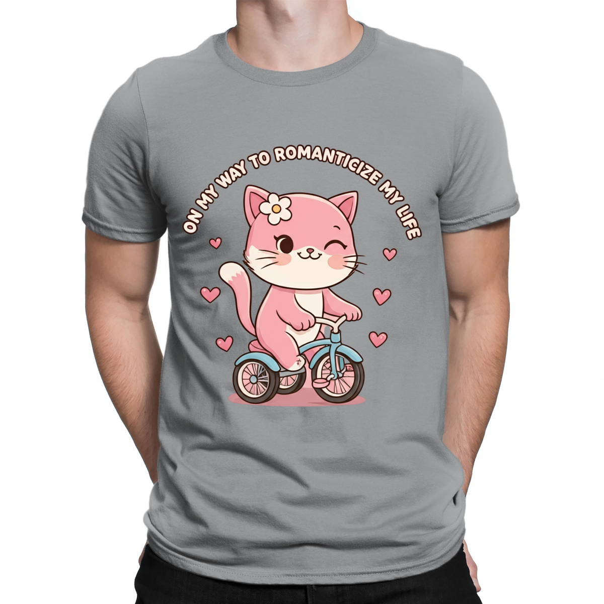 Romantic Cat on Tricycle T-Shirt