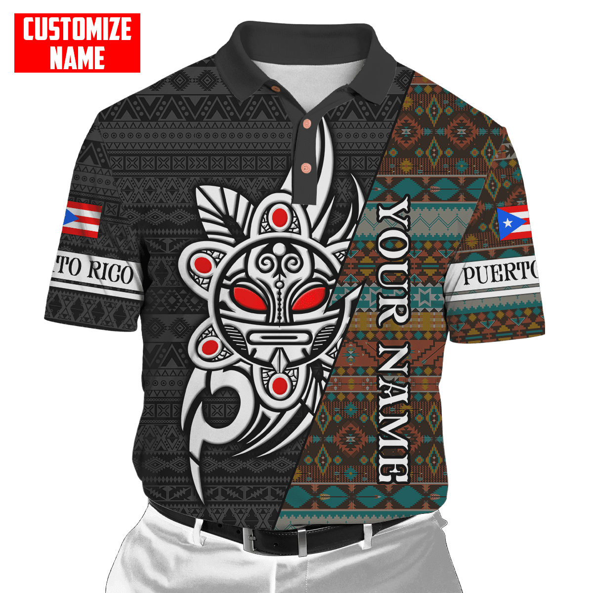Customize Name Puerto Rico 3D All Over Printed Unisex Shirts
