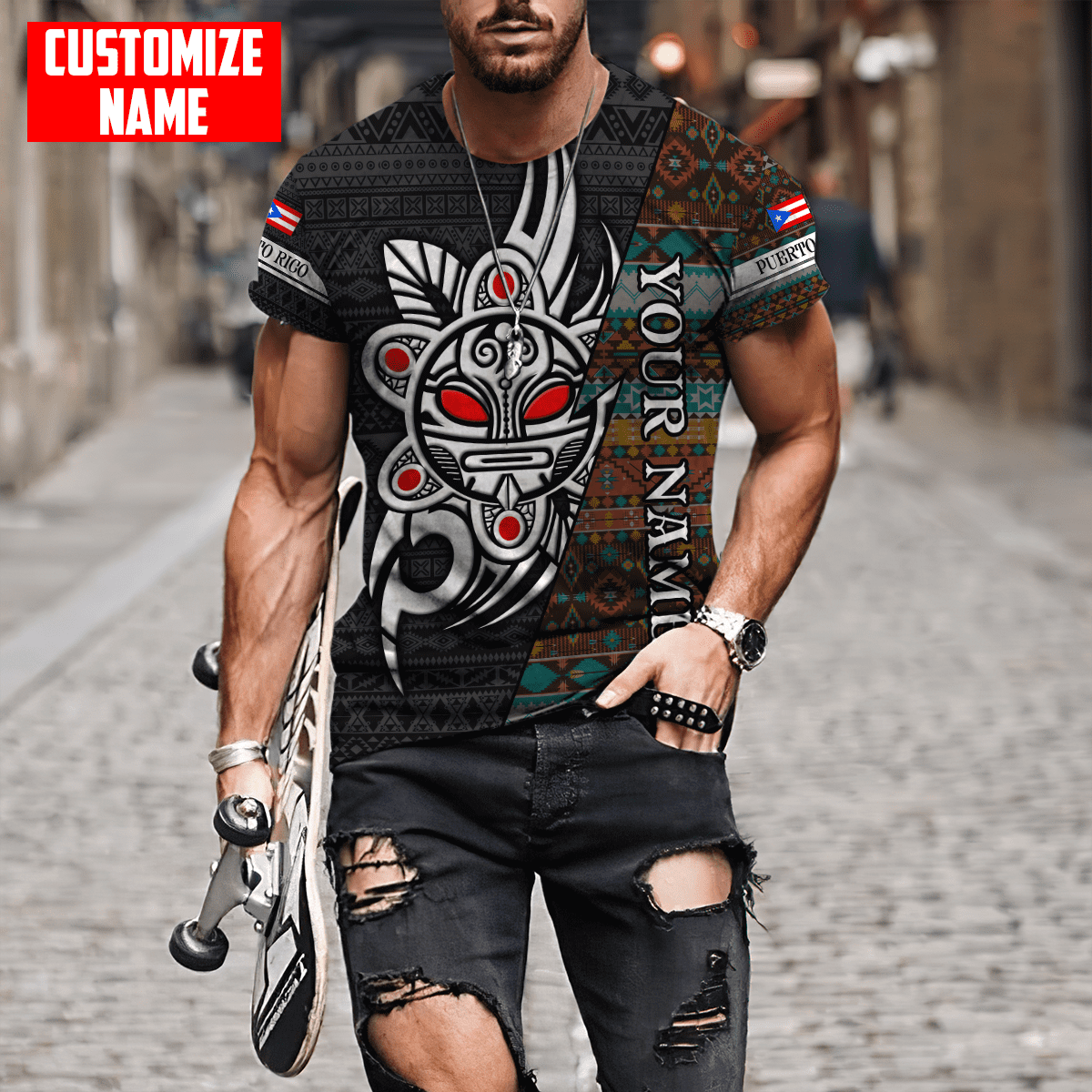 Customize Name Puerto Rico 3D All Over Printed Unisex Shirts