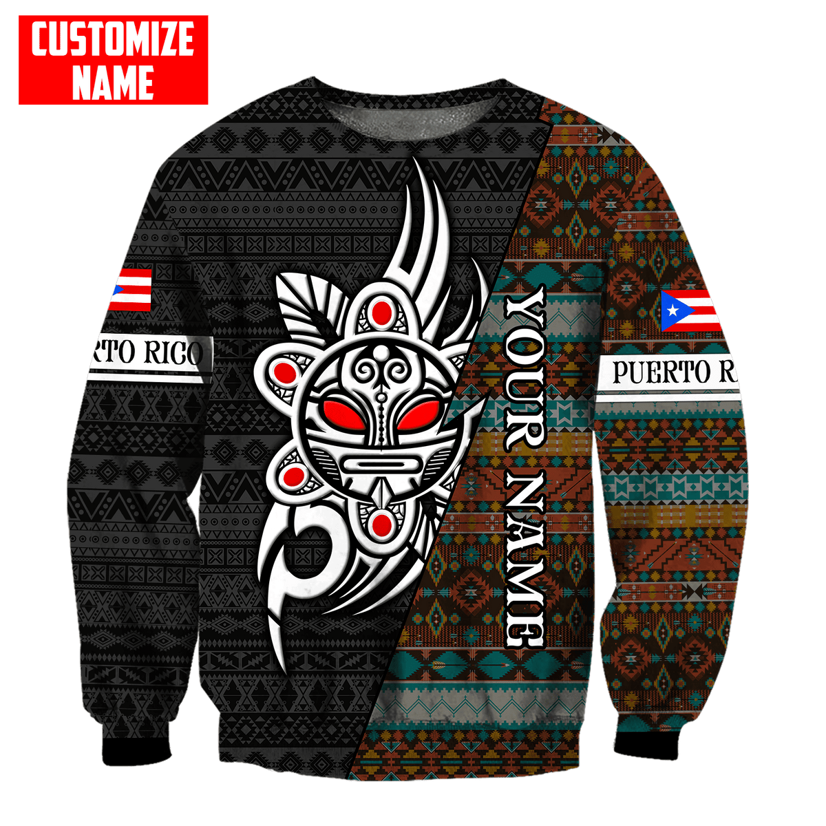 Customize Name Puerto Rico 3D All Over Printed Unisex Shirts