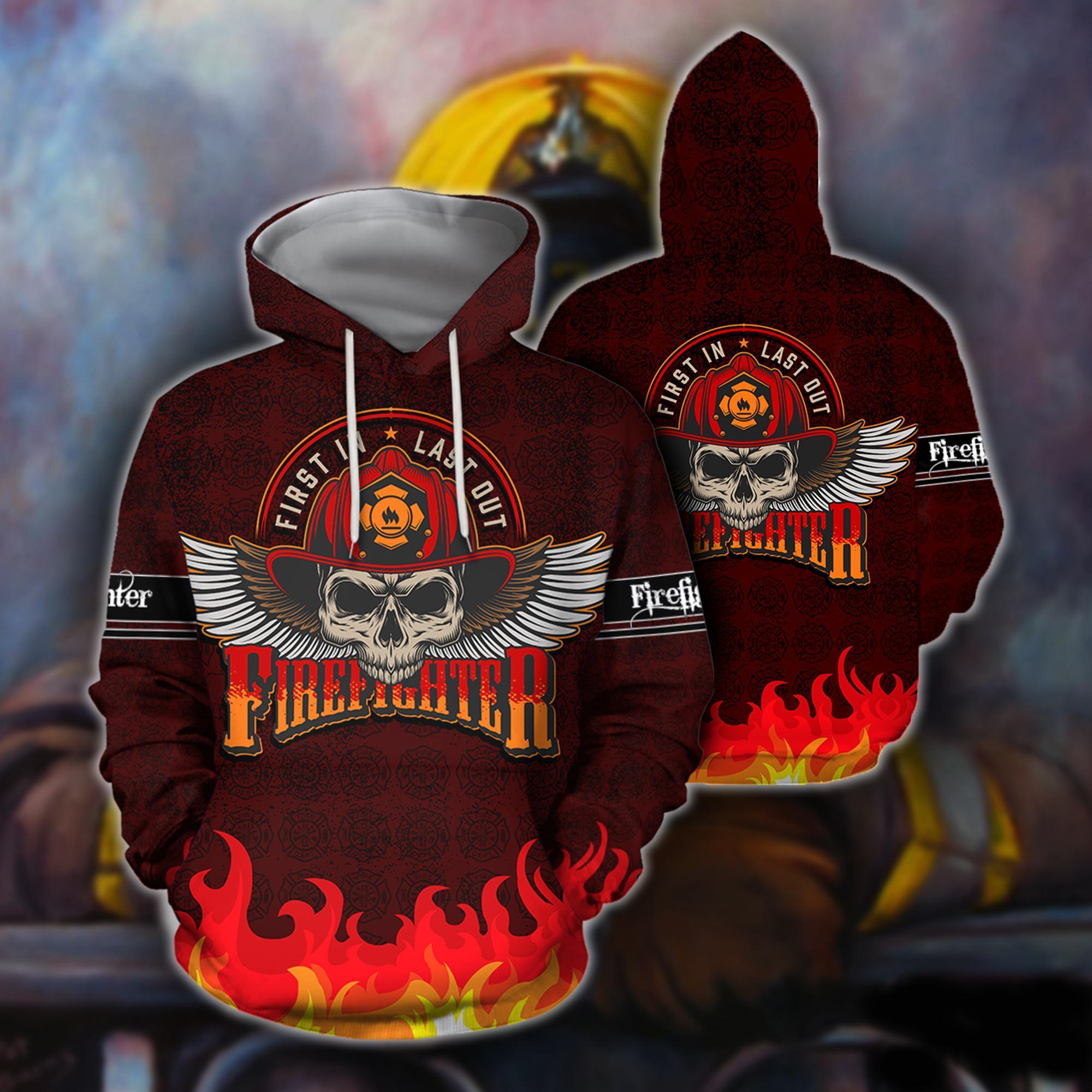 Cool Skull Firefighter Hoodie For Men And Women DQB08242002-TQH