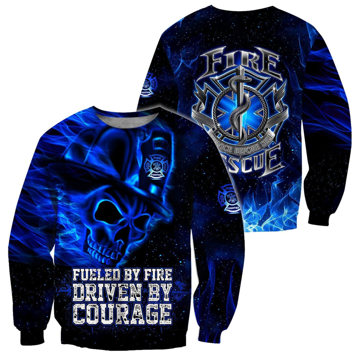 Blue Skull Firefighter Hoodie Shirts For Men And Women DD05122001HHND